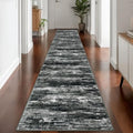 Modern Abstract Washable Rug Runner 2.6x14 Hallway Rug Runner Non (Black White Grey Green / 2'8" x 14' (Runner))