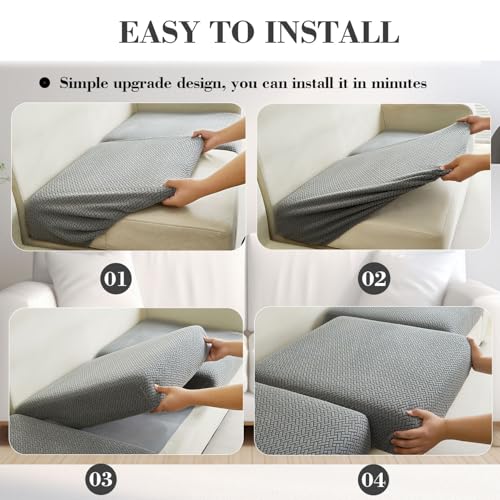 Couch Covers for 3 Cushion Sofa Pet Friendly Couch Cushion Covers Universal Sofa Covers Washable Stretch Slipcovers for Sectional Sofa (Texture Sea Blue / Large Triple Seat Cover)
