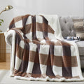 Sherpa Blanket Twin Plaid Thick Bed Blanket (Beige Check / 60"*80")