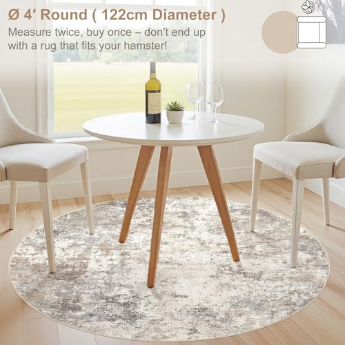 4ft Round Area Rug Living Room Rugs (Brown Grey / 4' (Round))