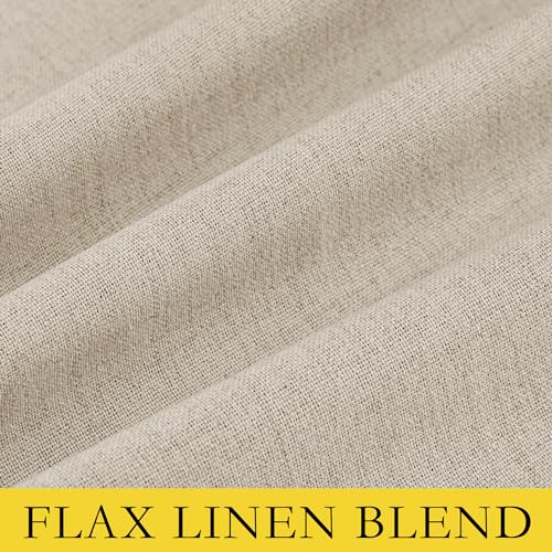 Cream 100% Blackout Linen Curtains 102 inch Long Burg for Living Room (52"W x 102"L (Pack of 2) / Cream)
