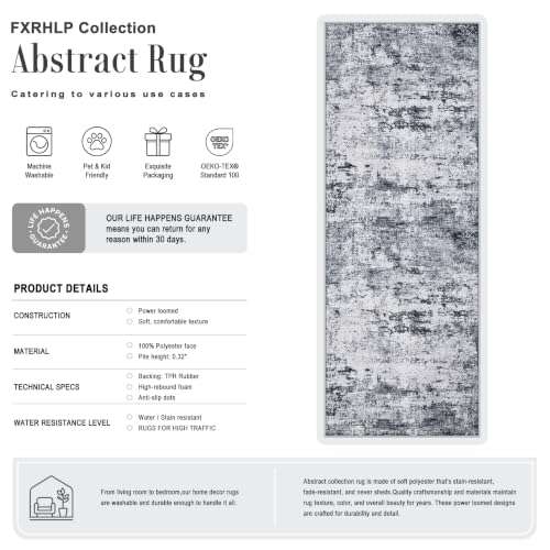 2.6x8 Washable Runner Rug：Modern Abstract Kitchen Soft Carpet Grey (Grey / 2'6" x 8' (Rectangular))