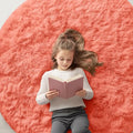 Coral Red Round Rugs for Bedroom (5 Ft Round / Coral Red)