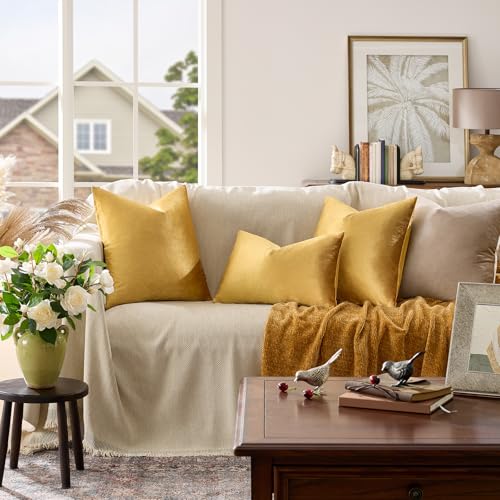 Golden Velvet Pillow Covers 12x20 Decorative Pillows Pack of 2 (Golden / 20" x 12" (Pack of 2))