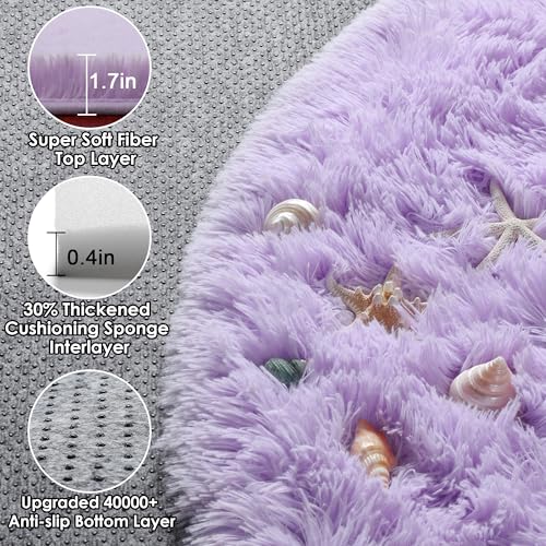 Light Purple Round Rugs 5ft (Light Purple / 5' (Round))