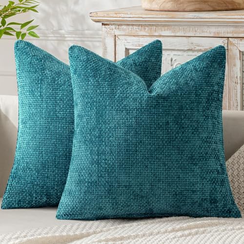 Decorative Couch Throw Pillow Covers 18x18 Inch Coastal Teal 2 Pack (18" x 18" (Pack of 2) / Teal)