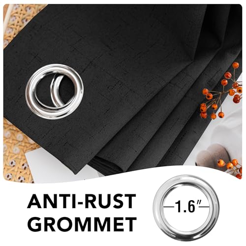 100% Blackout Linen Curtains 72" L 2 Panels Black (Black / 52"W x 72"L (Pack of 2))