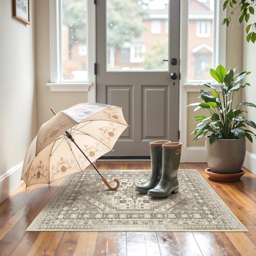 2x3 Entryway Rug Vintage Washable Rug Runner for Kitchen (Brown / 2' x 3' (Runner))