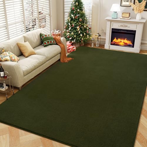 Olive Green Area Rugs for Bedroom Living Room (4' x 6' (Rectangular) / Olive Green)