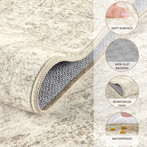 5x7 Washable Area Rug (Beige/Brown / 5' x 7' (Rectangular))