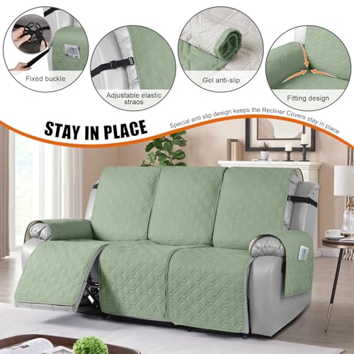 Waterproof Recliner Couch Covers Washable (Light Green / 3 Seater)