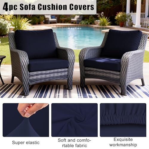 4Pcs Outdoor Cushion Covers (Navy Blue / 4PCS)