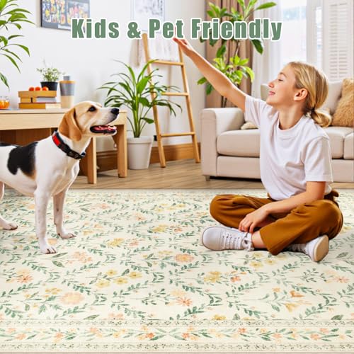Area Rug Living Room (Beige/Multi / 5' x 7' (Rectangular))