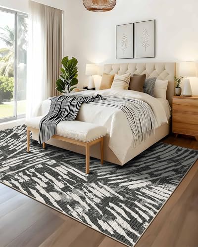 8x10 Area Rugs for Living Room Modern Washable Rug (Charcoal / 8' x 10' (Rectangular))