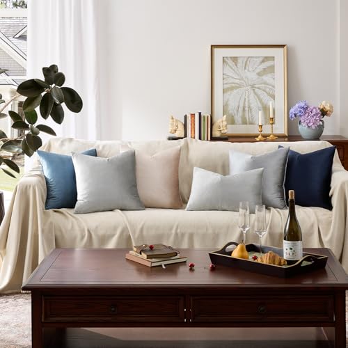 Silver Grey Velvet Throw Pillow Covers 12x20 Pack of 2 (Silver Grey / 20" x 12" (Pack of 2))