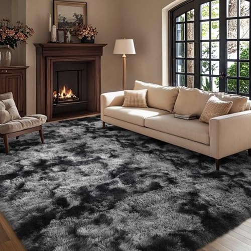 8x10 Ft Extra Large Shag Rugs for Living Room (Dark Grey / 8' X 10' (Rectangular))