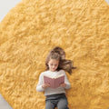 Mustard Yellow Round Rugs for Bedroom (8 Ft Round / Mustard Yellow)