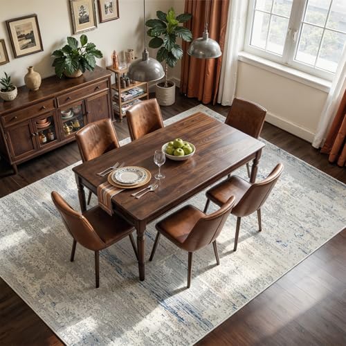 Neutral Washable Rugs 9x12 Area Rugs for Living Room (9' x 12' (Rectangular) / Blue-griege-brown-beige-white)