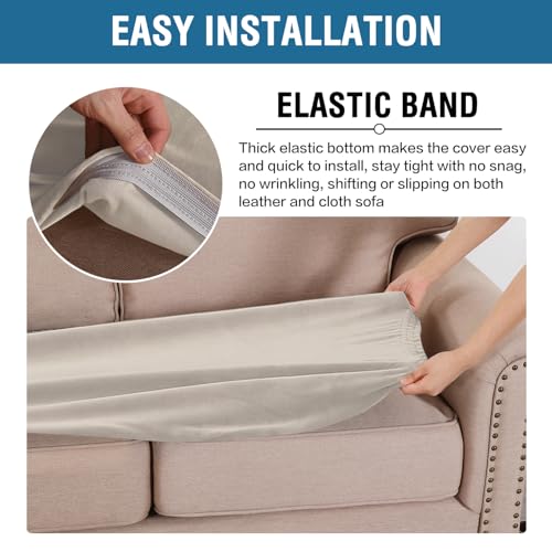 Velvet Stretch Individual Couch Cushion Cover Plush Cushion Slipcover for Loveseat Sofa Cushion Furniture Protector Seat Cushion Sofa Cover (French Oak / 1 Cushion Sofa)