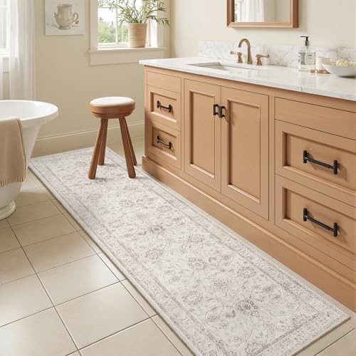 Washable Runner Rug 2x6 (Brown/Ivory / 2' x 6' (Runner))