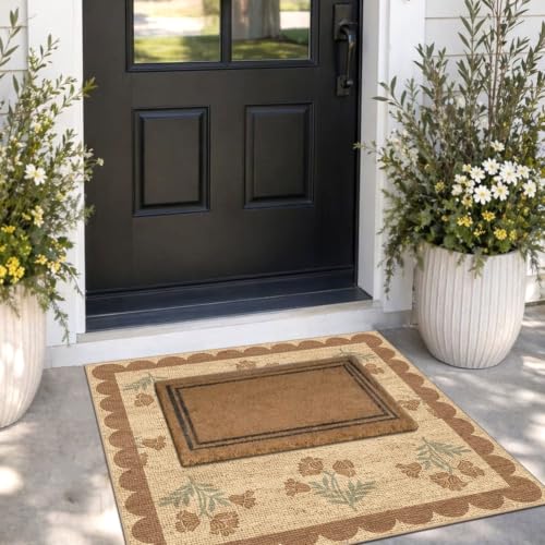 3x3 Square Floral Entry Rug (Flower - Wheat/Tan/Sage / 3' x 3' (Square))