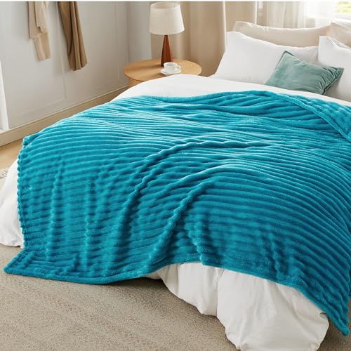 Soft Full Size Fleece Blankets for Bed Teal 84"x90" (Teal / Full)