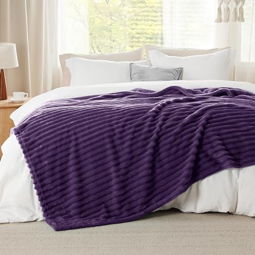 Soft King Size Blankets for Bed Purple 108"x90" (Purple / King)