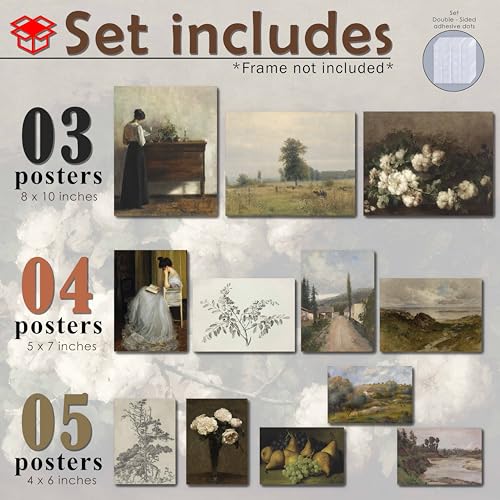 12 Pcs Unframed Vintage Moody Reading Art (Unframed / Vintage 5)