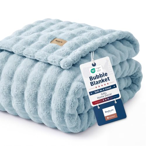Cloud Bubble King Throw Blanket for Bed (Light Blue / King (108" X 90"))