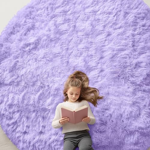Light Purple Round Rugs for Bedroom (9 Ft Round / Light Purple)