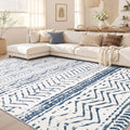 Boho 5x7 Area Rug Living Room Rugs Machine Washable Navy Blue (Dark Blue / 5' X 7' (Rectangular))