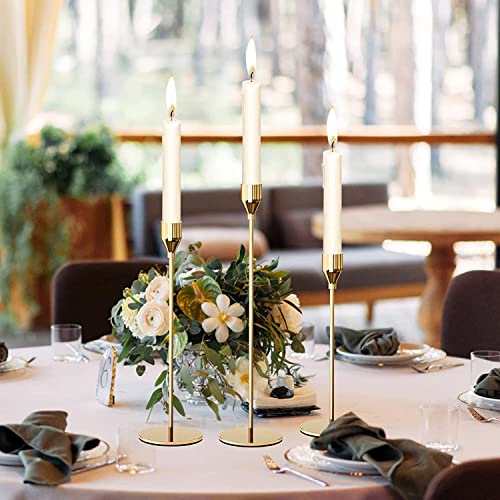 French Gold Taper Tall Candle Holders Set of 6 (French Gold-6 Packs)