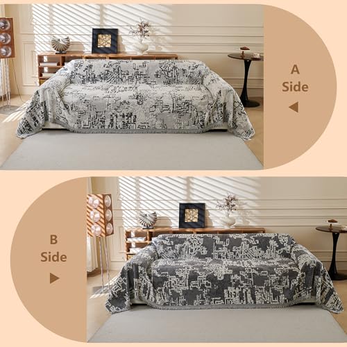 Boho Couch Cover Sofa Covers (71" x 118" / 9# Dark Grey Maze)