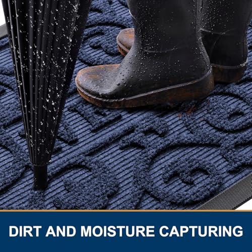Front Door Mat Outside Entrance (Navy Blue / 29.5" X 17")
