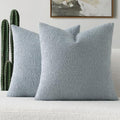 Pack of 2 Boucle Textured Throw Pillow Covers 18x18 Inch (Dusty Blue / 18" x 18" (Pack of 2))