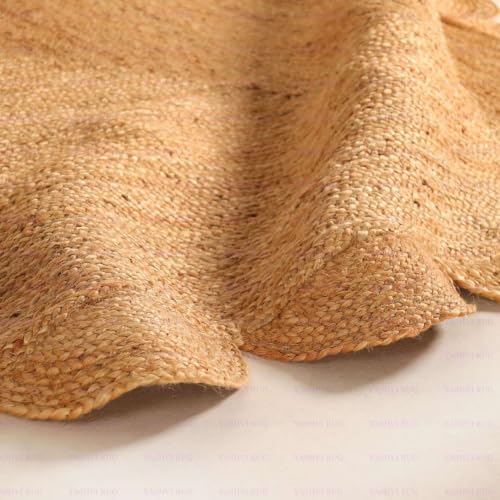 Scalloped Natural Jute Area Rug 4x8 Ft (Natural / 4' x 8' (Rectangular))