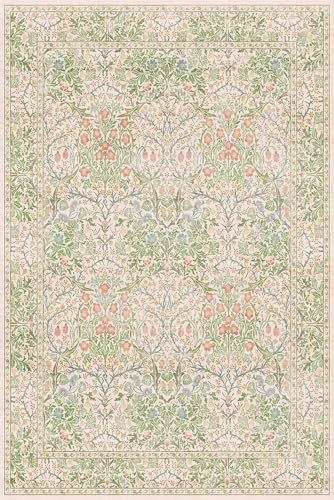 Beige Green 6x9 Washable Area Rugs for Dining Room (Garden Green / 6' x 9' (Rectangular))