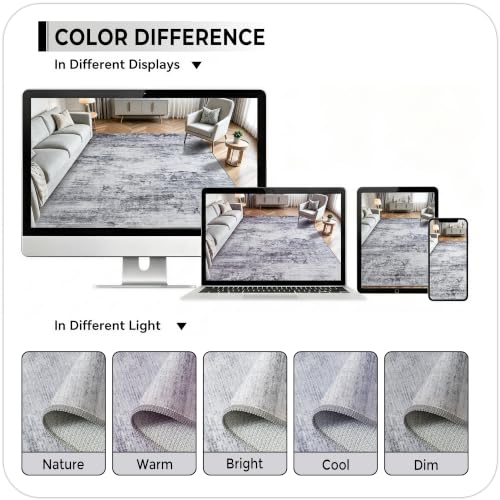 Washable 5x7 Grey Area Rug with Non (Light Neutral Gray / 5' x 7' (Rectangular))