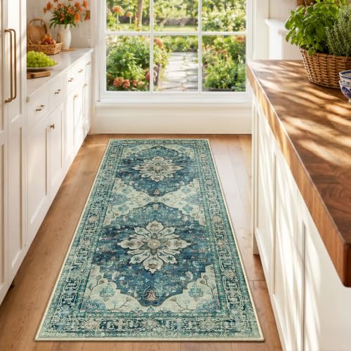 Washable Area Rug (Blue/Vintage Dark Blue / 2' x 6' (Rectangular))