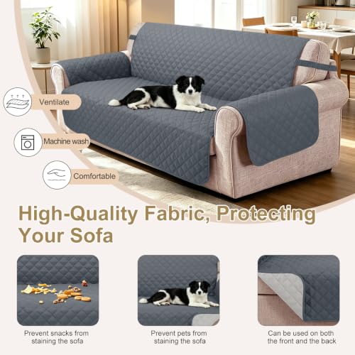 Reversible Sofa Cover for 3 Cushion (Dark Blue/Light Grey / Sofa L - Large (68''))