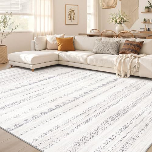 Boho 5x7 Area Rug Living Room Rugs Machine Washable Gray (Boho Grey / 5' X 7' (Rectangular))