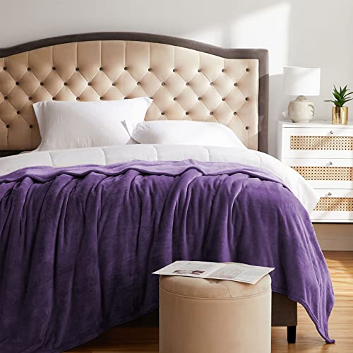 Super Soft Throw Blanket Premium Silky Flannel Fleece Throw Size Purple Microfiber Lightweight Blanket All Season Use (Purple / Throw(50"x60"))