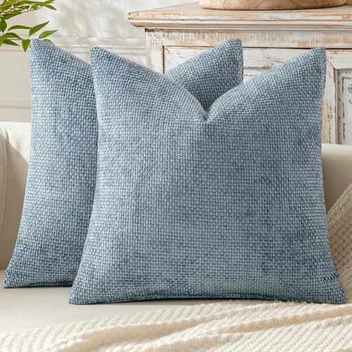 Decorative Couch Throw Pillow Covers 20x20 Inch Coastal Blue 2 Pack (20" x 20" (Pack of 2) / Coastal Blue)