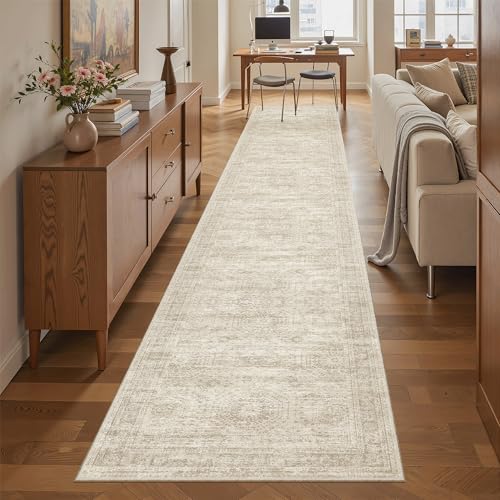 Runner Rug 2x12 Washable Non (Beige / 2' x 12' (Runner))