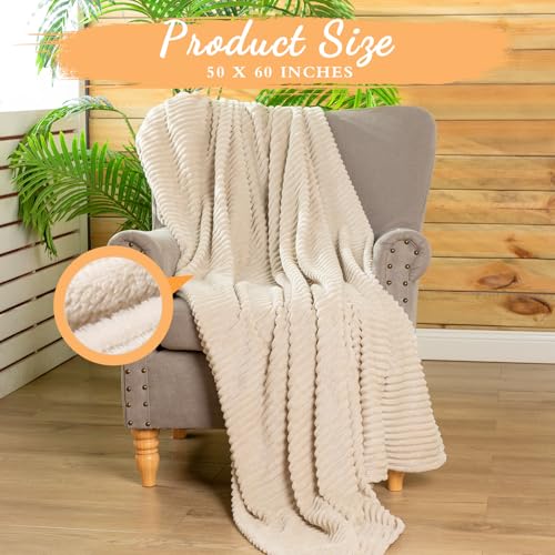 12 Pcs Flannel Blankets Bulk (Beige)