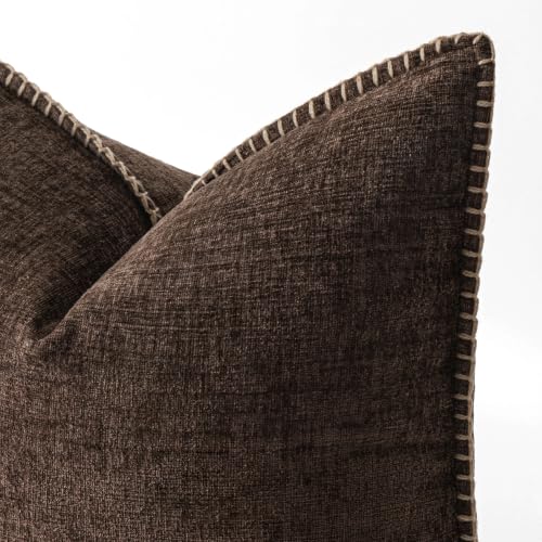 Decorative Lumbar Throw Pillow Covers 12x20 Inch Dark Brown 2 Pack (Reddish Brown / 20" x 12" (Pack of 2))