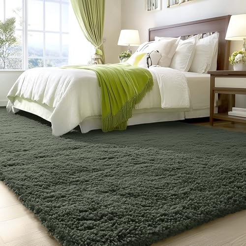 8x10 Machine Washable Large Area Rugs for Living Room (8x10 Ft / Olive Green)