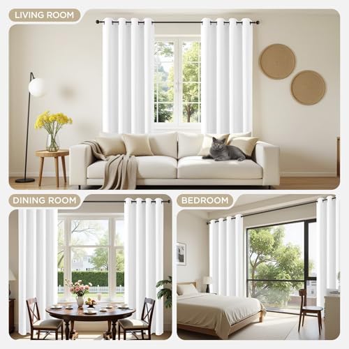 Curtains 84 Inches Long 2 Panels Set (Pure White / 52"W x 84"L (Pack of 2))