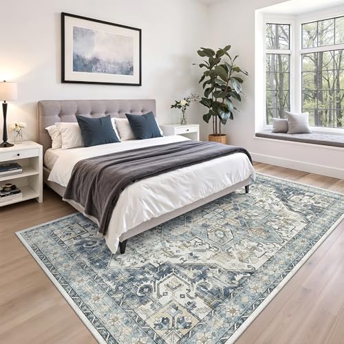 5x7 Area Rugs for Living Room (Blue/Ivory / 5' x 7' (Rectangular))