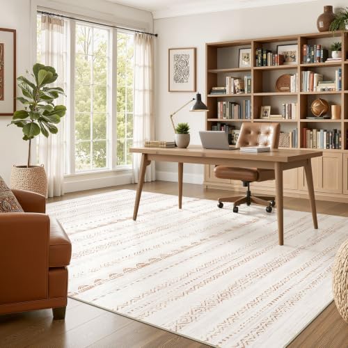 Boho 8x10 Area Rug Living Room Rugs Machine Washable Brown (Beige Brown / 8' X 10' (Rectangular))